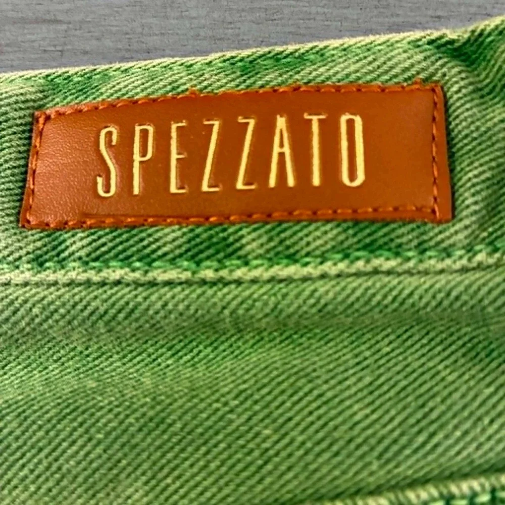 Spezzato Teen Denim Shorts Womens 38 Green Distressed Lace Up Frayed